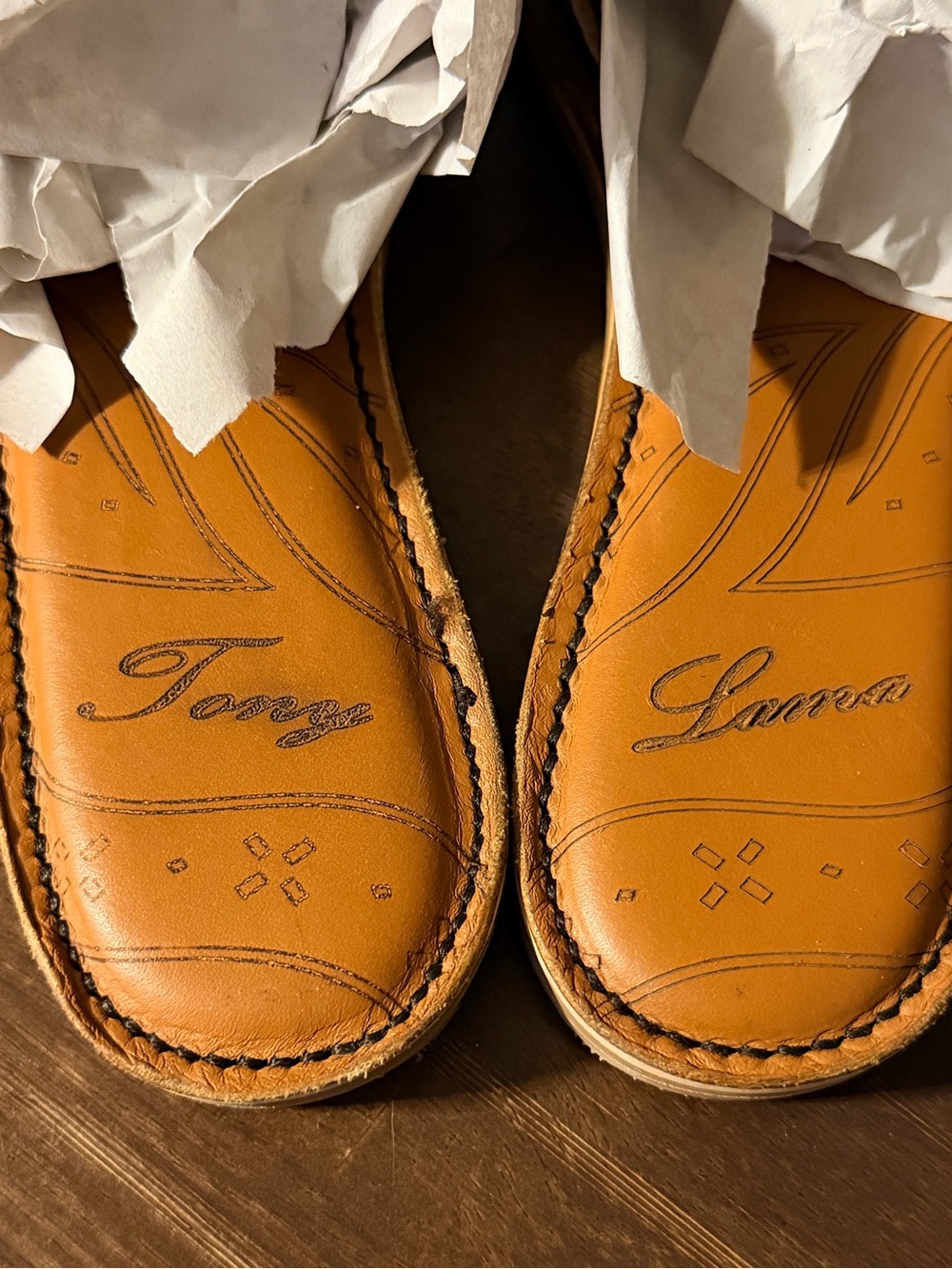 Tony Lama Tan Patterned Slide Sandals - Picture 5 of 8